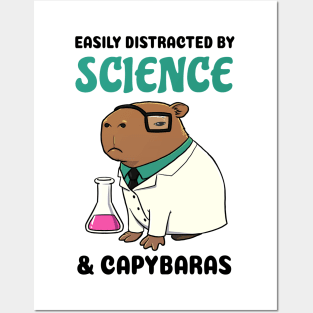 Easily Distracted by Science and Capybaras Posters and Art